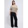 ICHI gebreide gestreepte trui met wol - beige