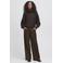 ICHI high waist wide leg pantalon met plooien - bruin