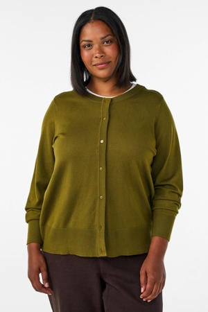 rayon gebreid vest Plus Size - donkergroen