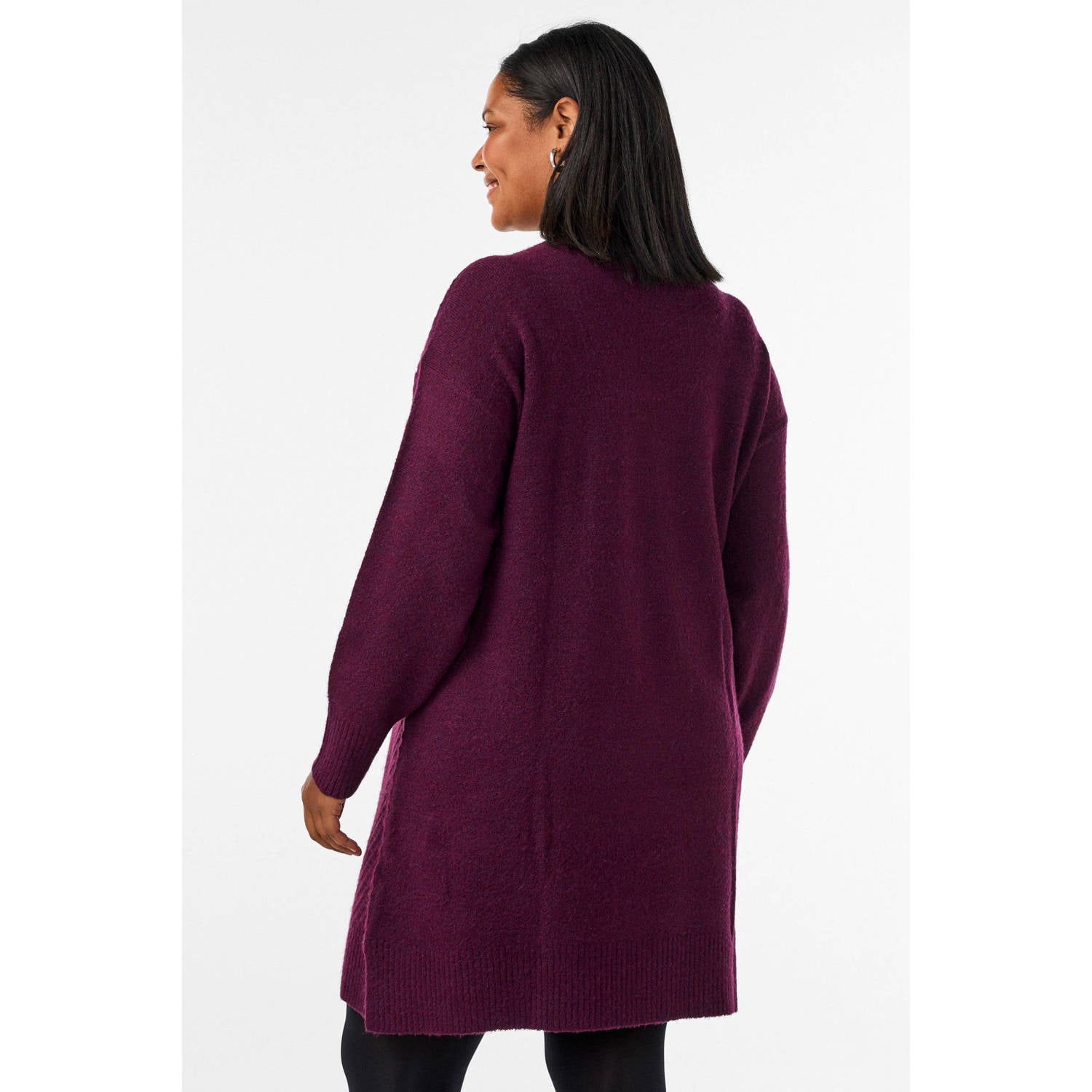 Zizzi Plus Size gebreide midi jurk donkerrood