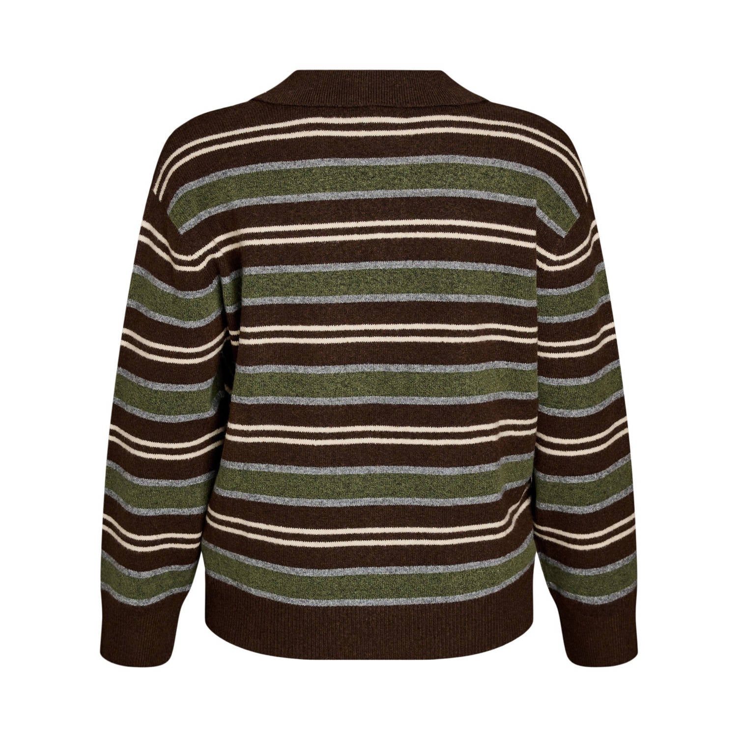 Zizzi Plus Size gebreide gestreepte trui met wol groen