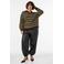 Zizzi Plus Size gebreide gestreepte trui met wol - groen