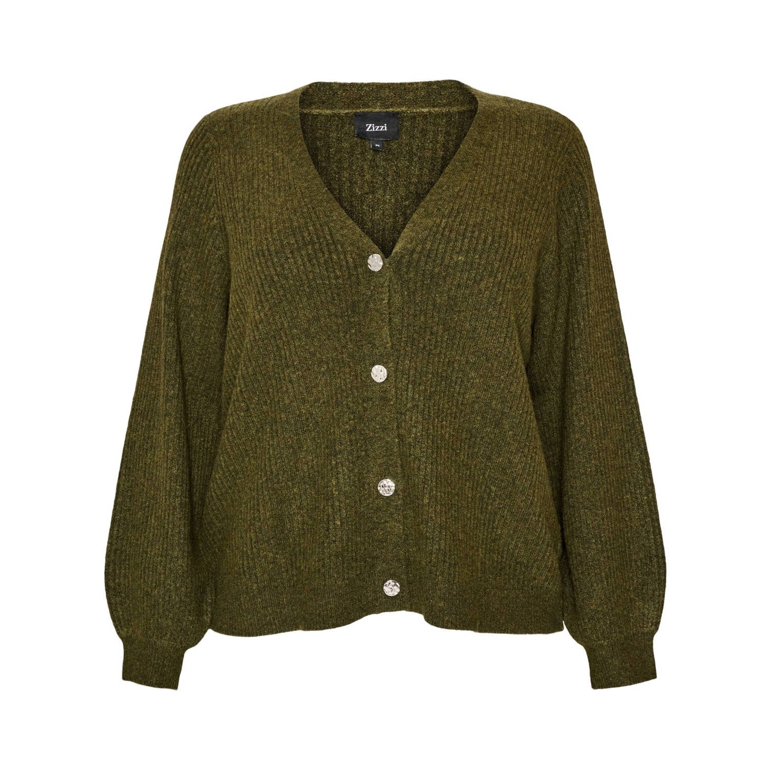 Zizzi Plus Size gebreid vest met wol groen