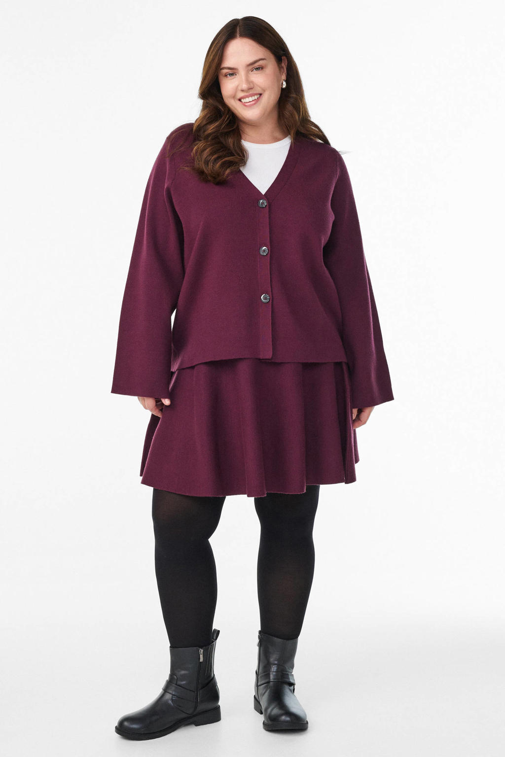 Zizzi Plus Size korte A-lijn rok - donkerrood