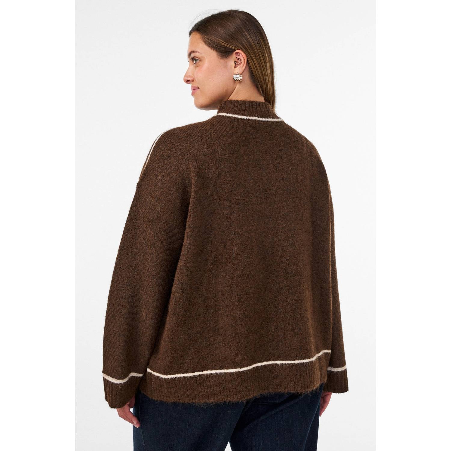 Zizzi Plus Size coltrui met wol donkerbruin