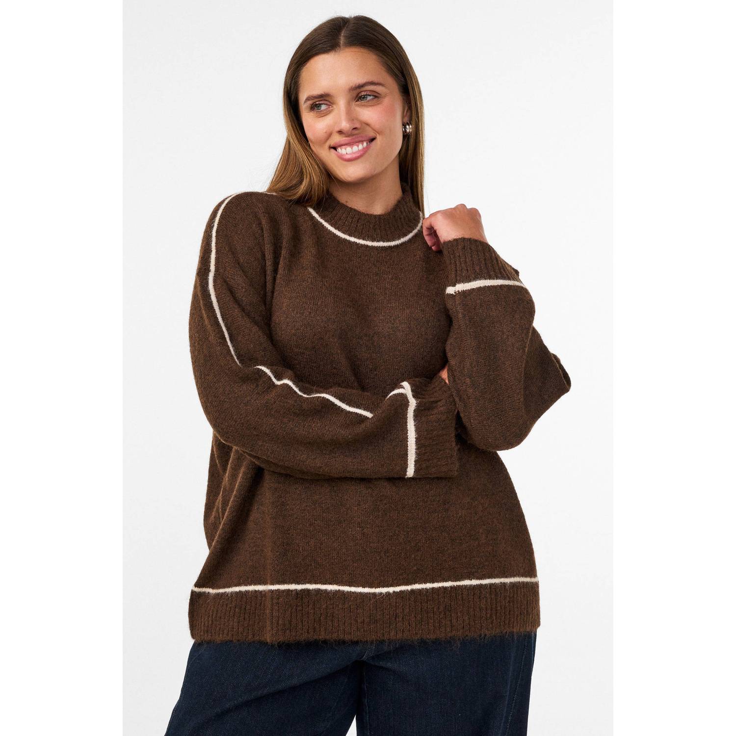 Zizzi Plus Size coltrui met wol donkerbruin