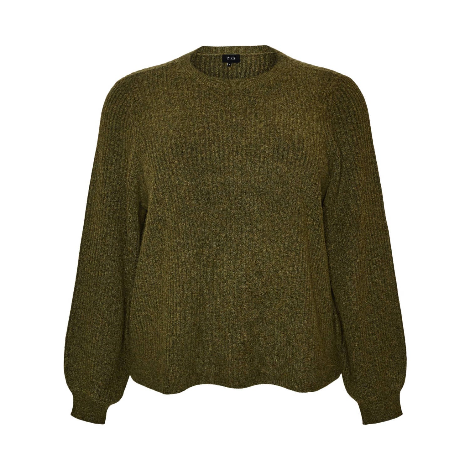 Zizzi Plus Size gebreide trui met wol groen