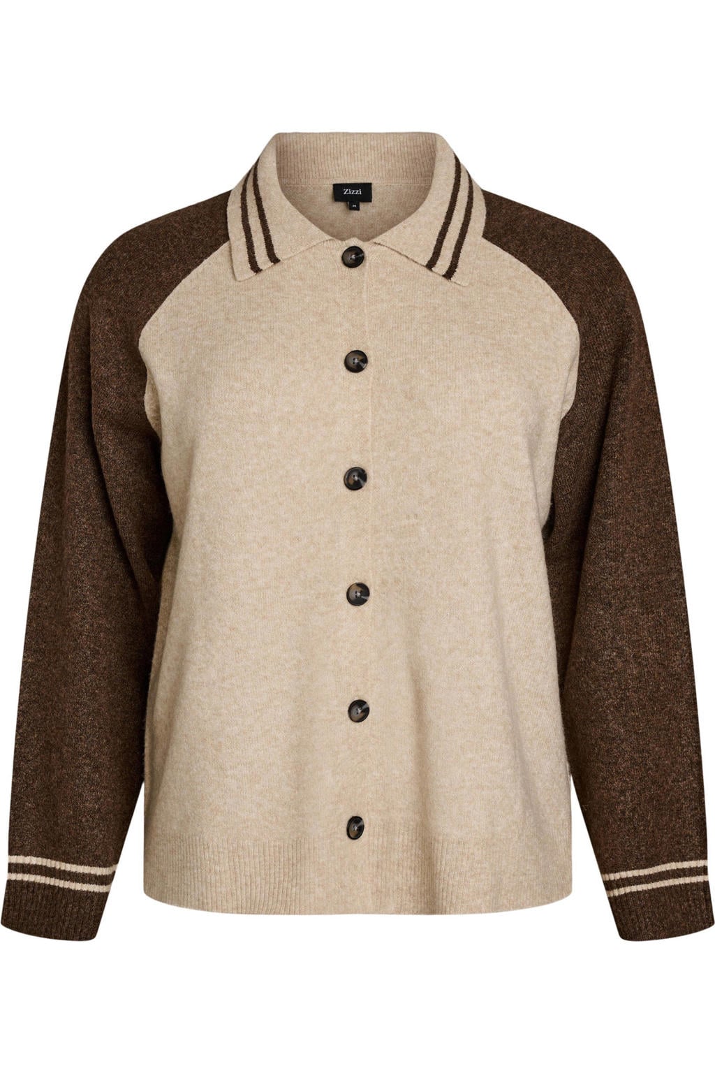 Zizzi Plus Size gebreid vest met wol - bruin