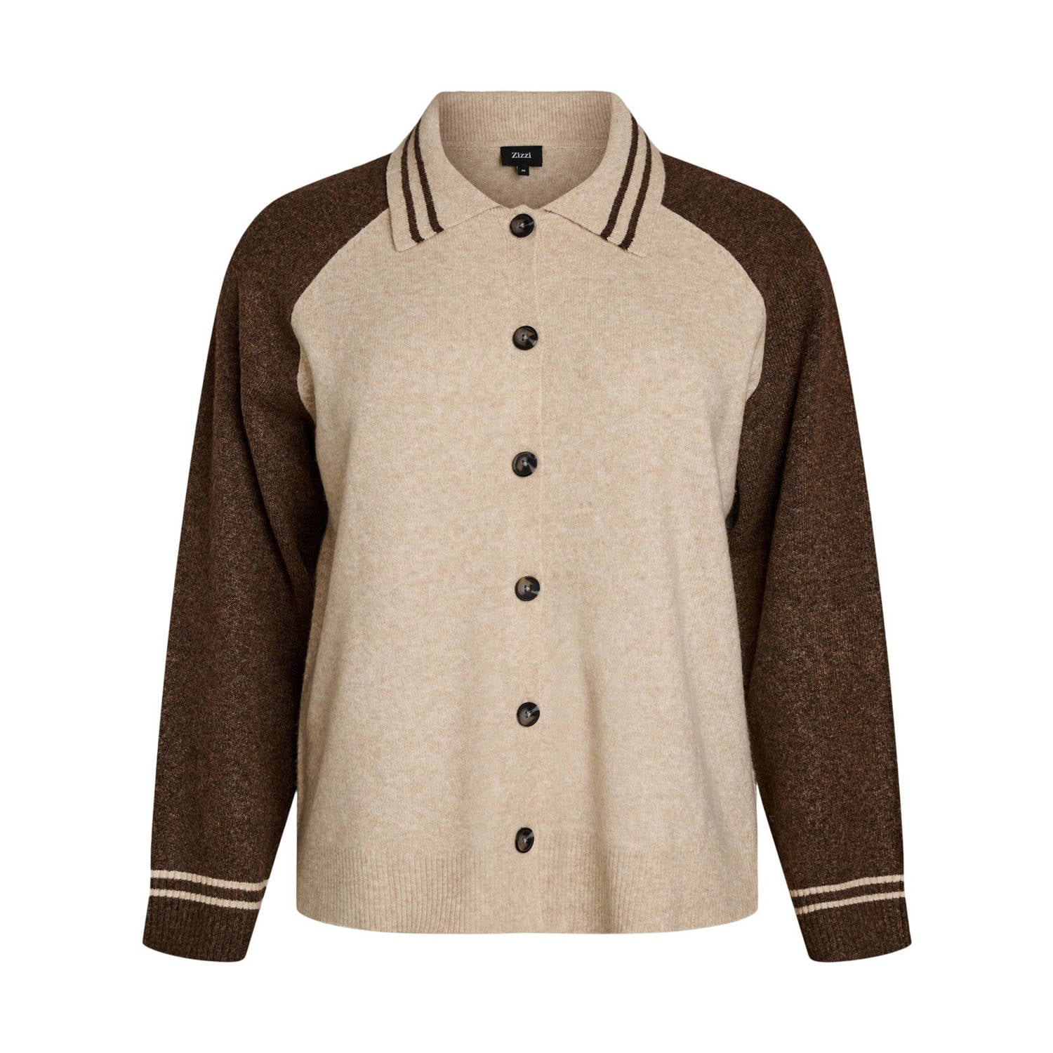 Zizzi Plus Size gebreid vest met wol bruin
