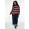 Zizzi gebreide gestreepte trui Plus Size met wol - donkerrood