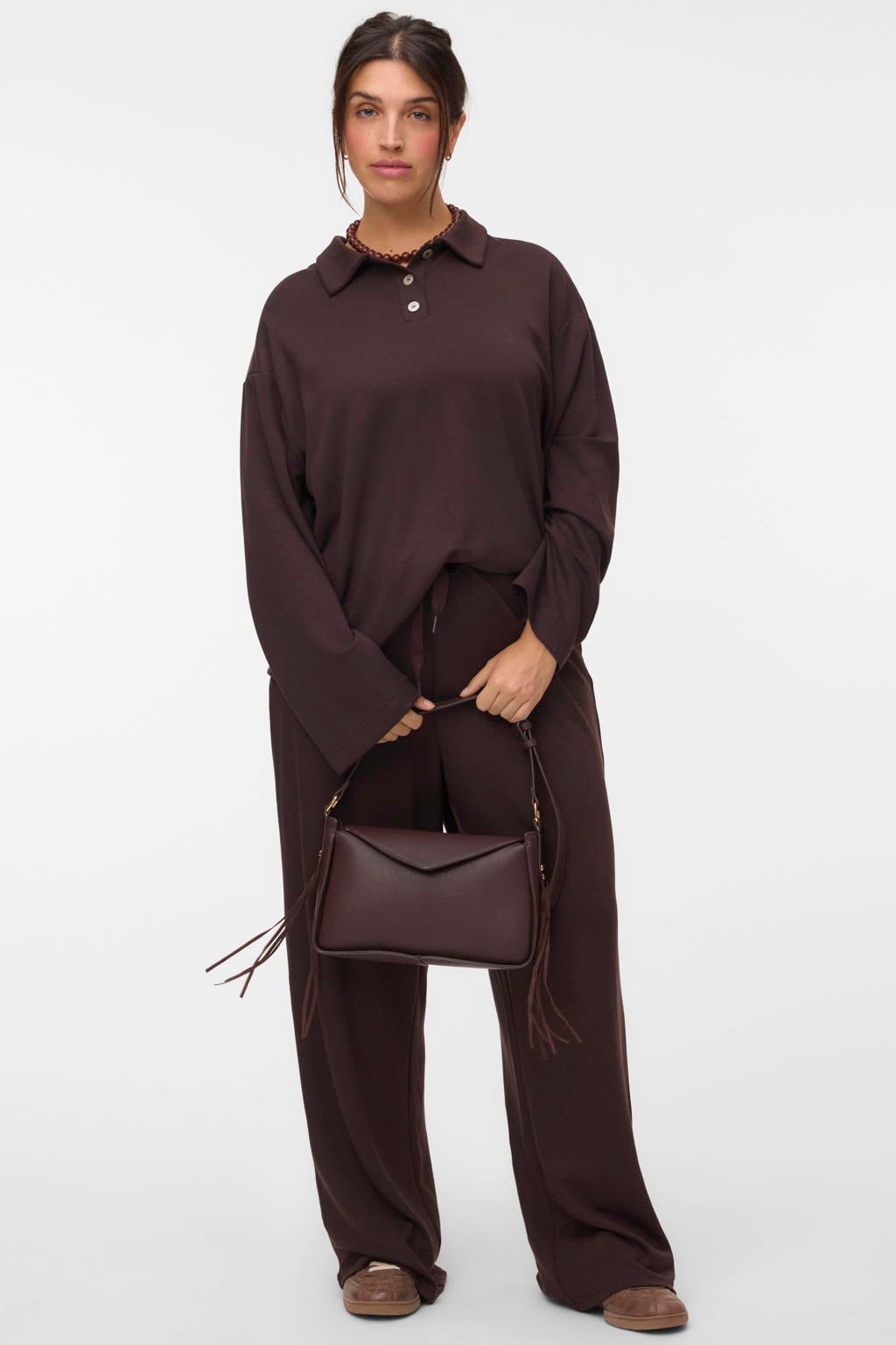 VERO MODA Curve x Wehkamp sweater Plus Size - donkerbruin
