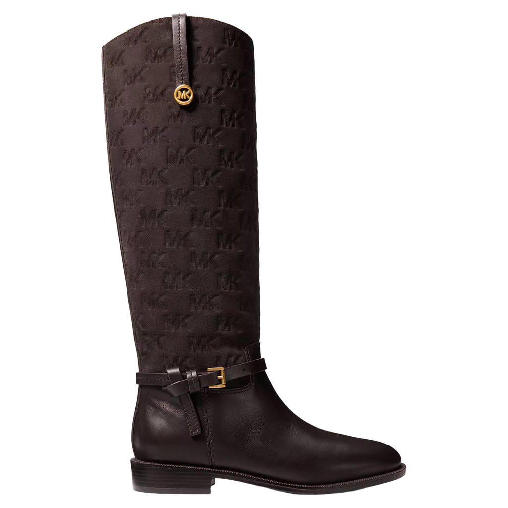 Donkerblauwe dames Michael Kors hoge leren laarzen - van 100% cow leather met ritssluiting