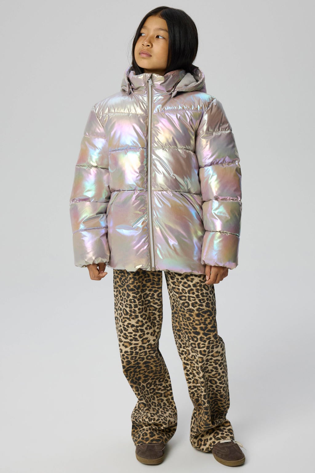 NAME IT KIDS winterjas - beige/roze/groen