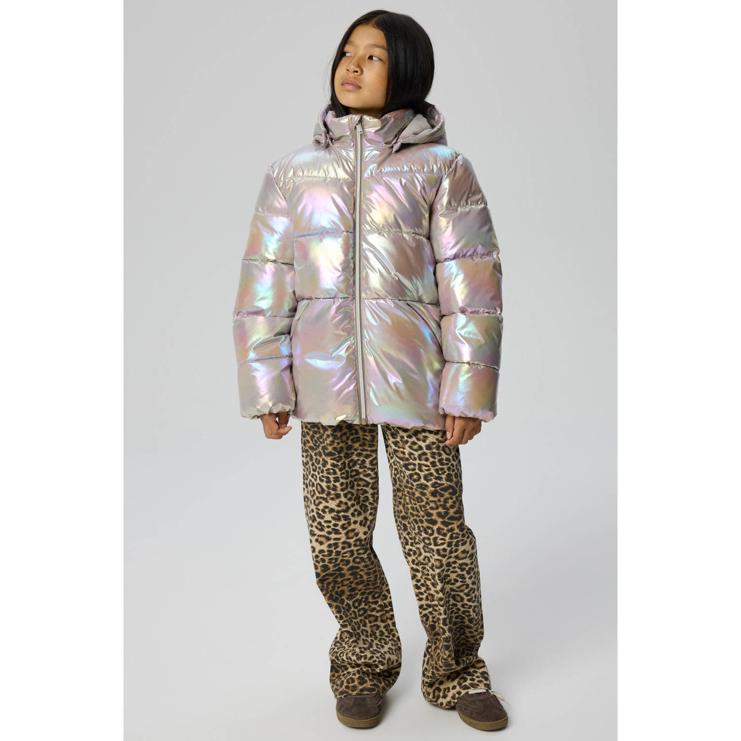 NAME IT KIDS winterjas beige roze groen