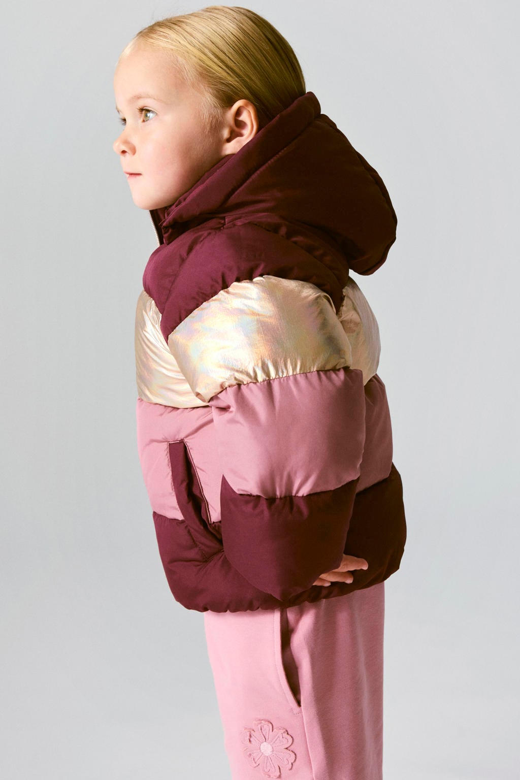 NAME IT MINI winterjas - paars/roze/ecru