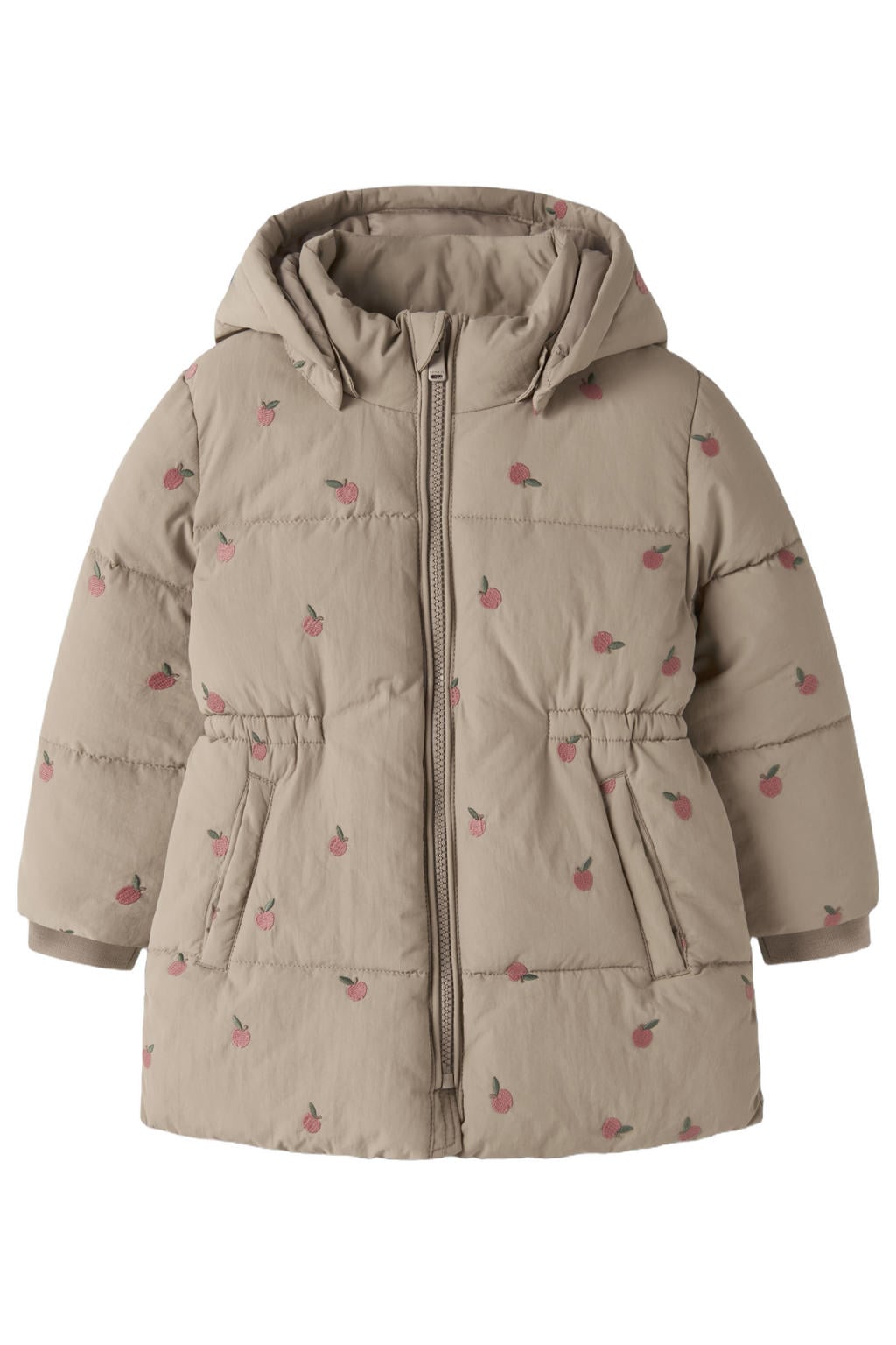 Beige meisjes NAME IT MINI van polyester met lange mouwen, capuchon, ritssluiting en reflecterende details