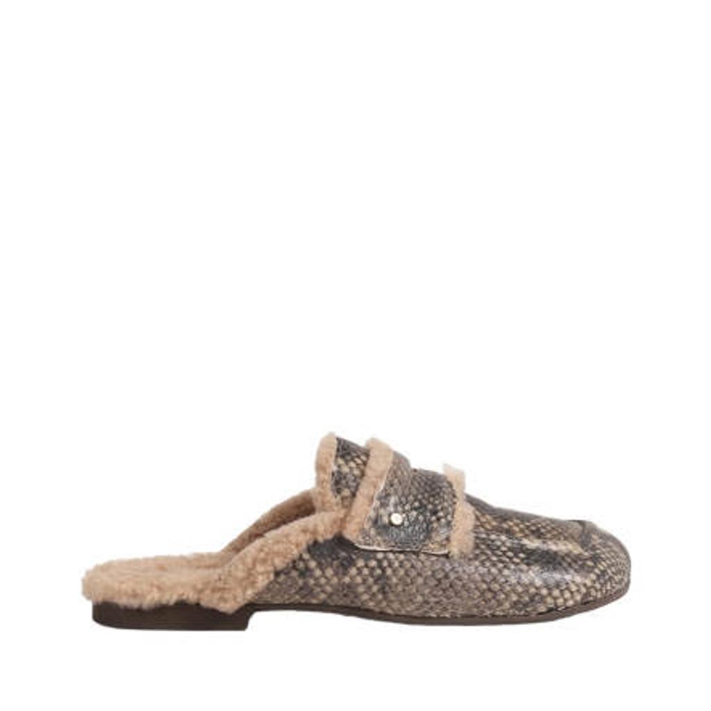 BRONX jaxx-ie leren muiltjes met dierenprint - beige/groen