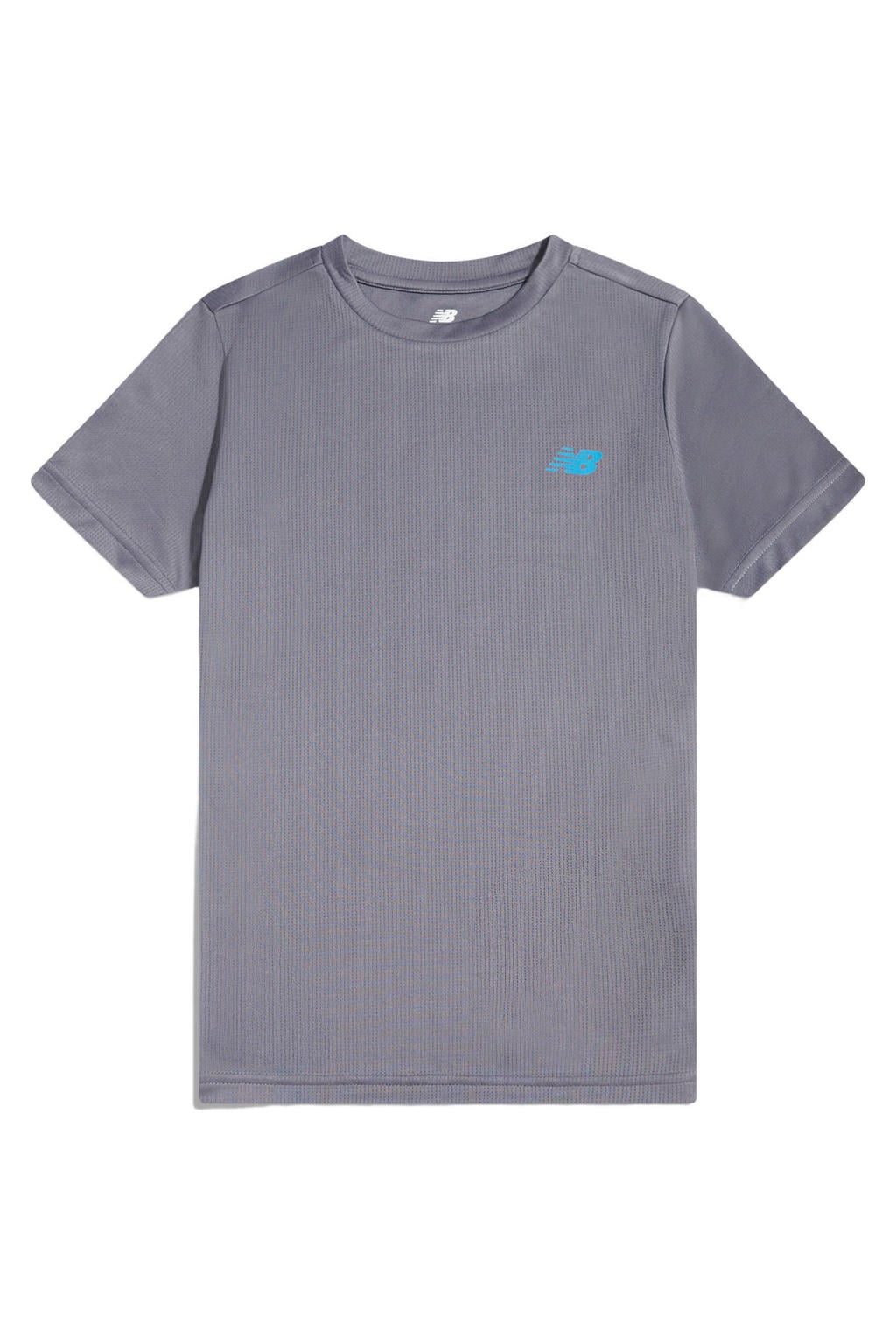 Grijze jongens en meisjes New Balance T-shirt van polyester met effen, korte mouwen en ronde hals