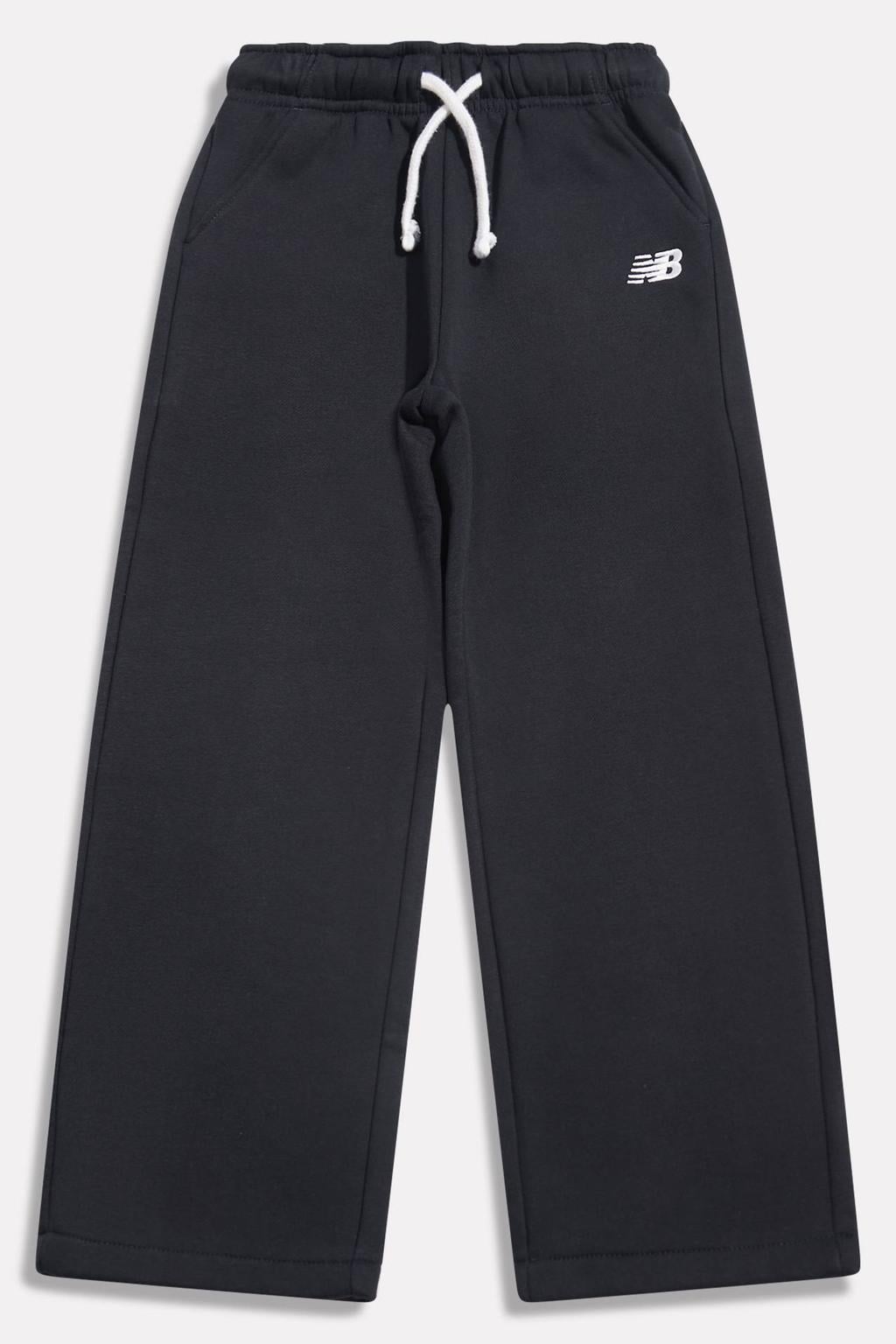 Zwarte meisjes New Balance joggingbroek van katoen met elastische tailleband met koord en effen