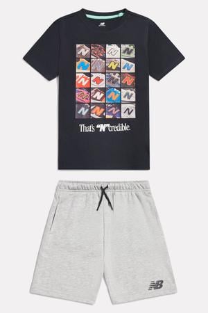 T-shirt set met print - zwart/grijs