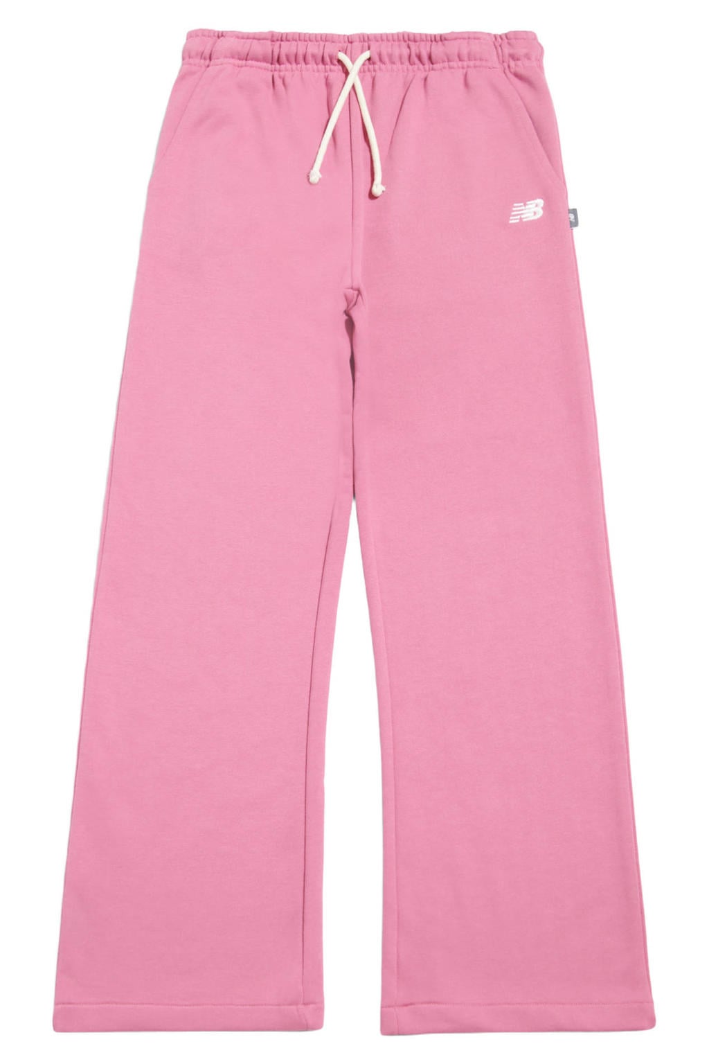 Roze meisjes New Balance joggingbroek van sweat materiaal met elastische tailleband met koord en effen