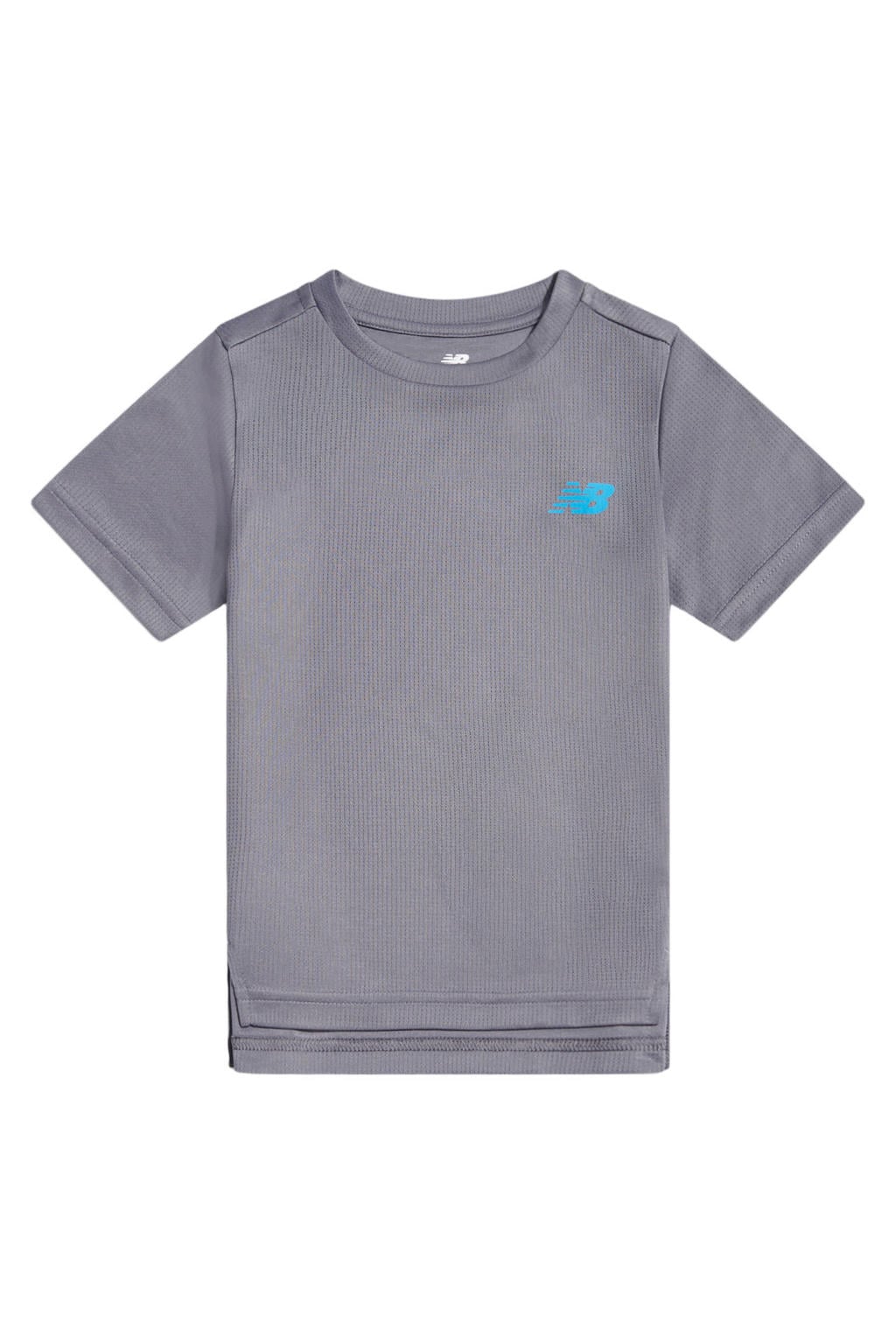 Grijze jongens en meisjes New Balance sportshirt van polyester met effen, korte mouwen en ronde hals