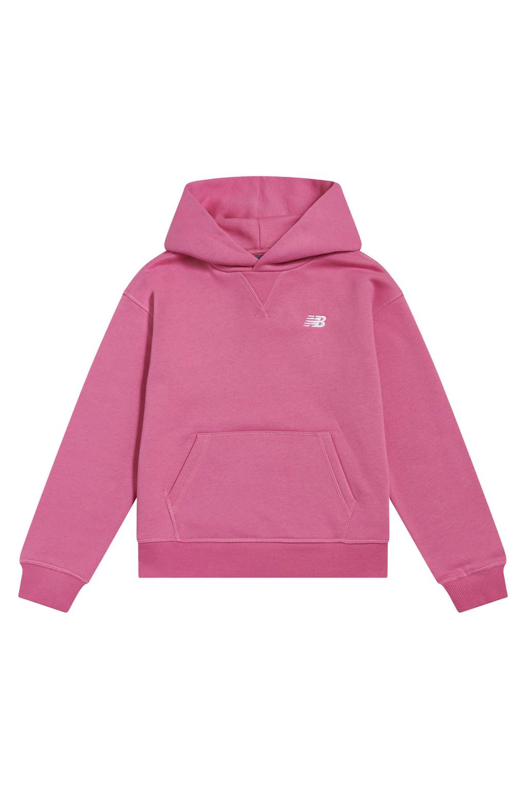 Roze jongens en meisjes New Balance sweater van katoen met effen, lange mouwen en capuchon
