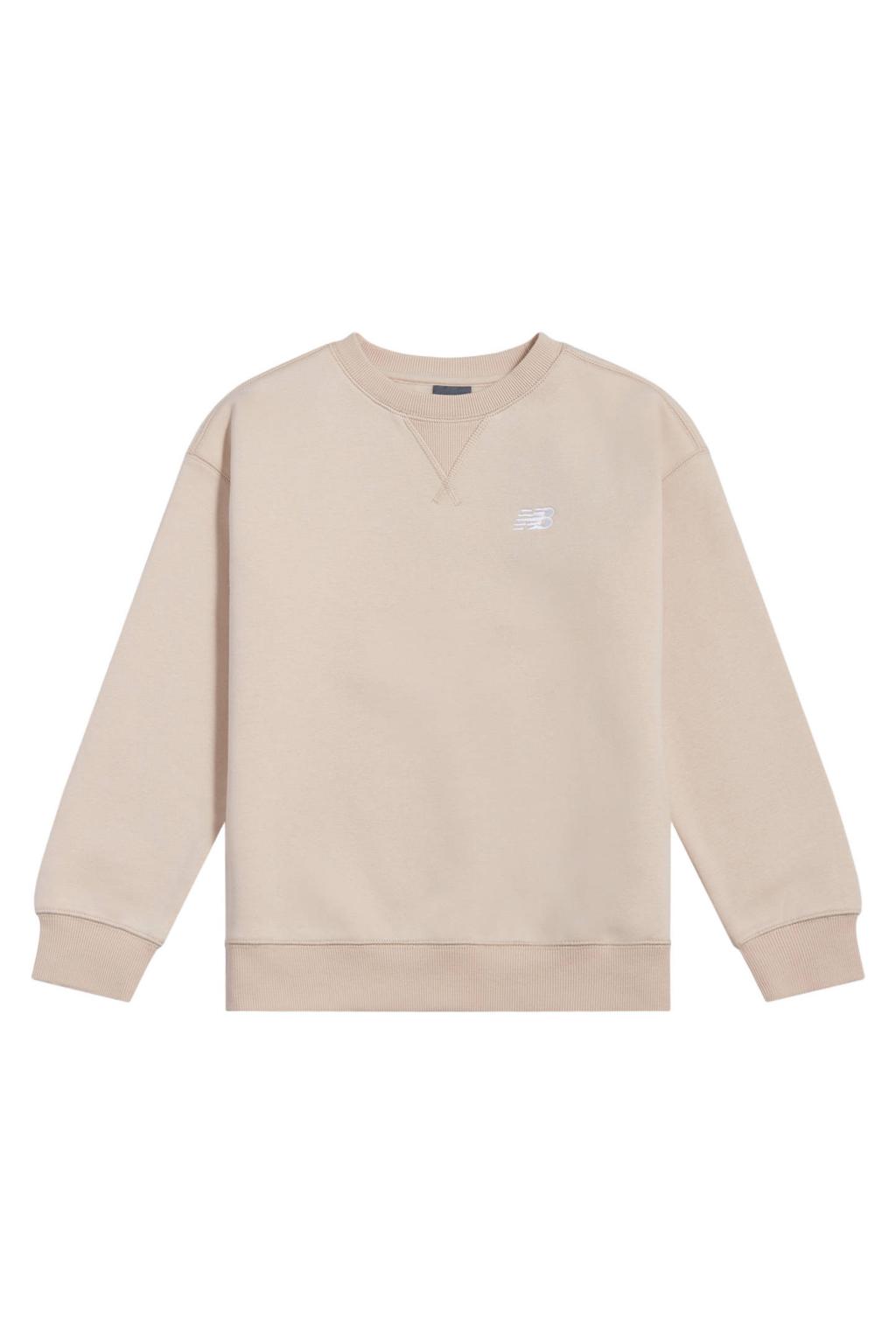 Roze jongens en meisjes New Balance sweater van katoen met effen, lange mouwen en ronde hals