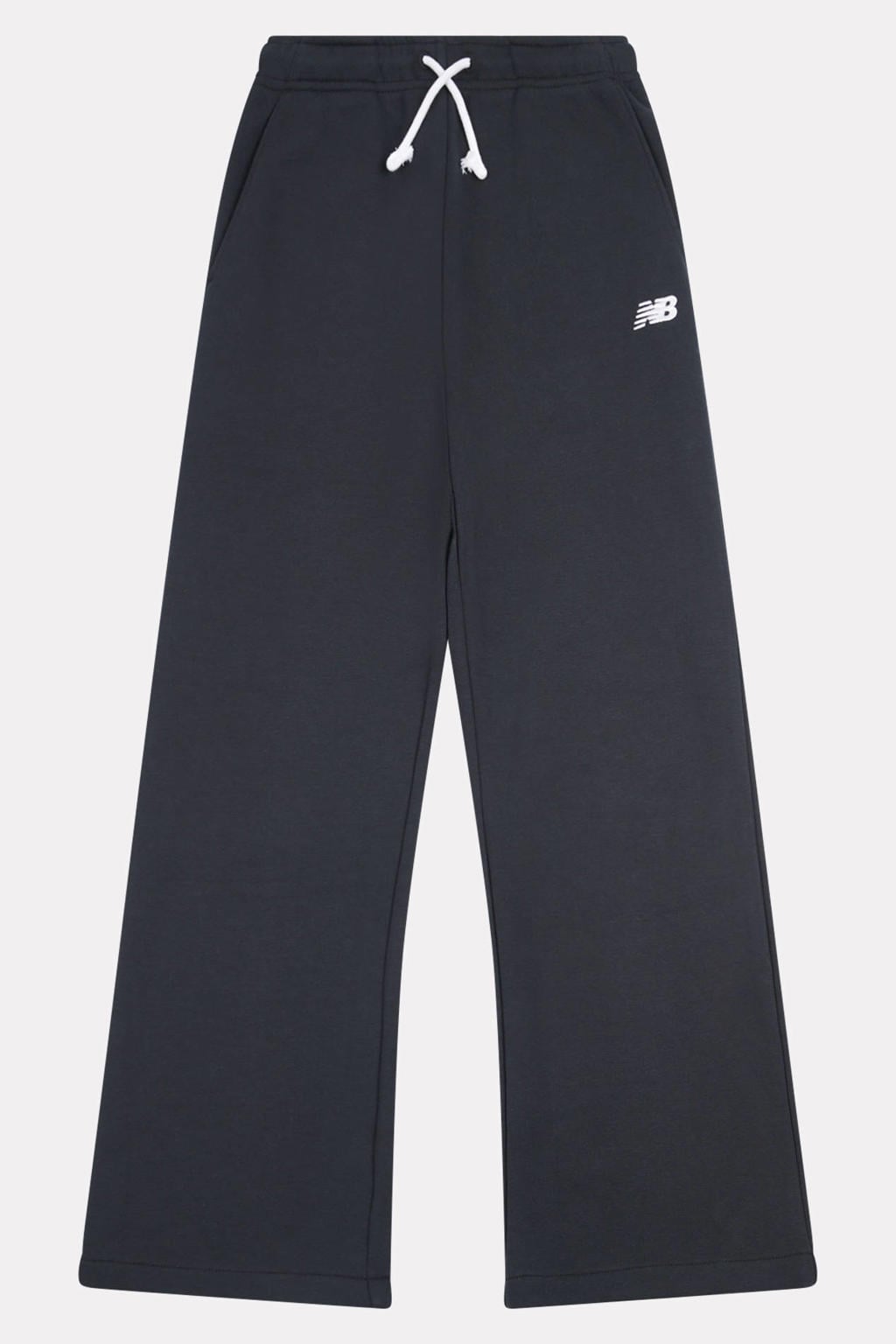 Zwarte meisjes New Balance joggingbroek van sweat materiaal met elastische tailleband met koord en effen