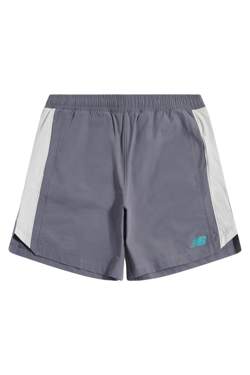 Grijze jongens en meisjes New Balance korte sportbroek van polyester met elastische tailleband en effen