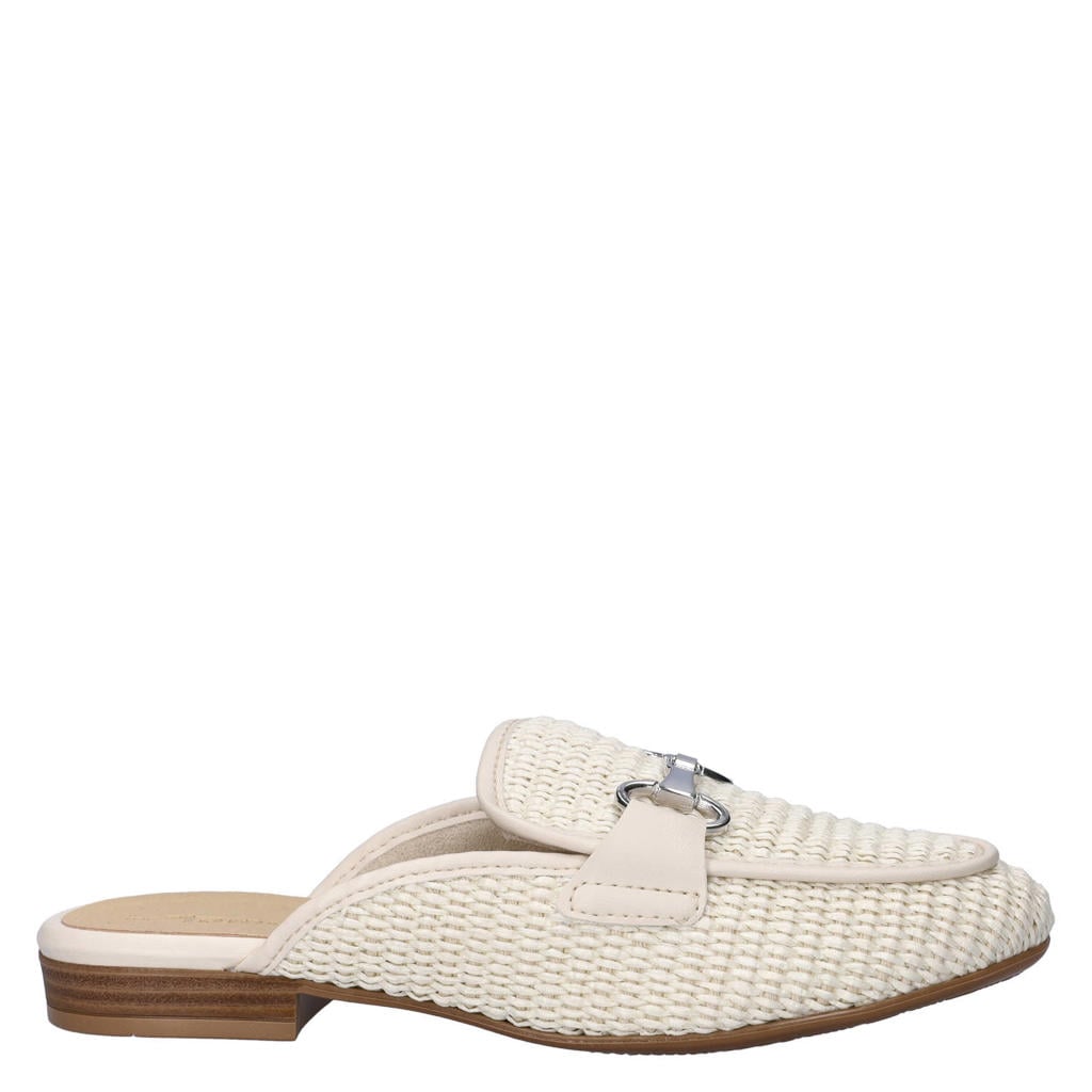 Ecru dames Tamaris rieten slippers - van imitatieleer