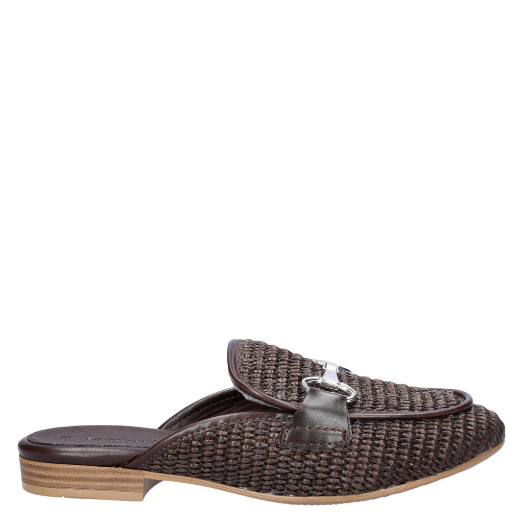 Bruine dames Tamaris rieten slippers - van raffia