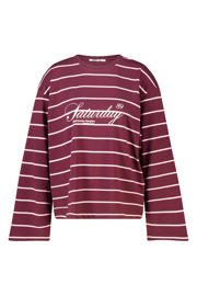 thumbnail: America Today gestreept T-shirt met tekst - donkerrood