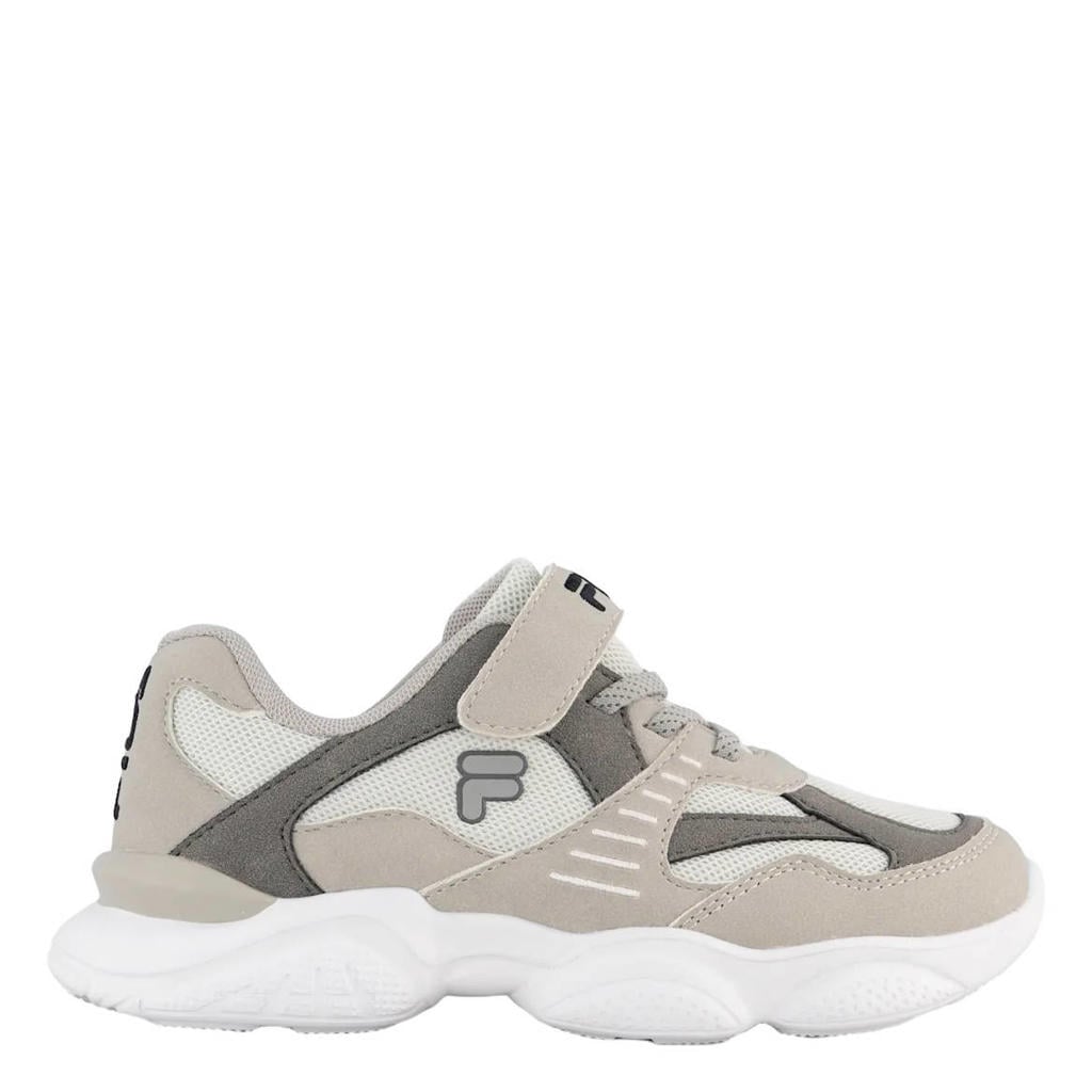 Grijze jongens Fila sneakers - van imitatieleer en textiel met elastische veter- met klittenbandsluiting