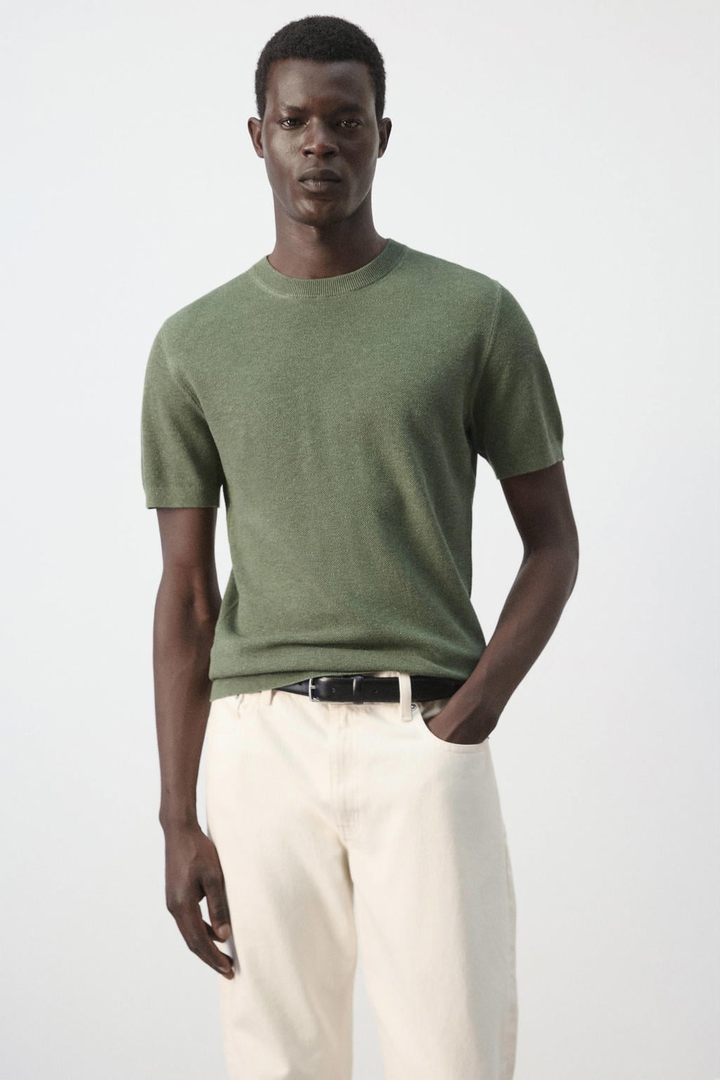 Mango Man regular fit T-shirt - middengroen
