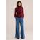 WE Fashion jersey gebloemde semi-transparante top met col - donkerrood