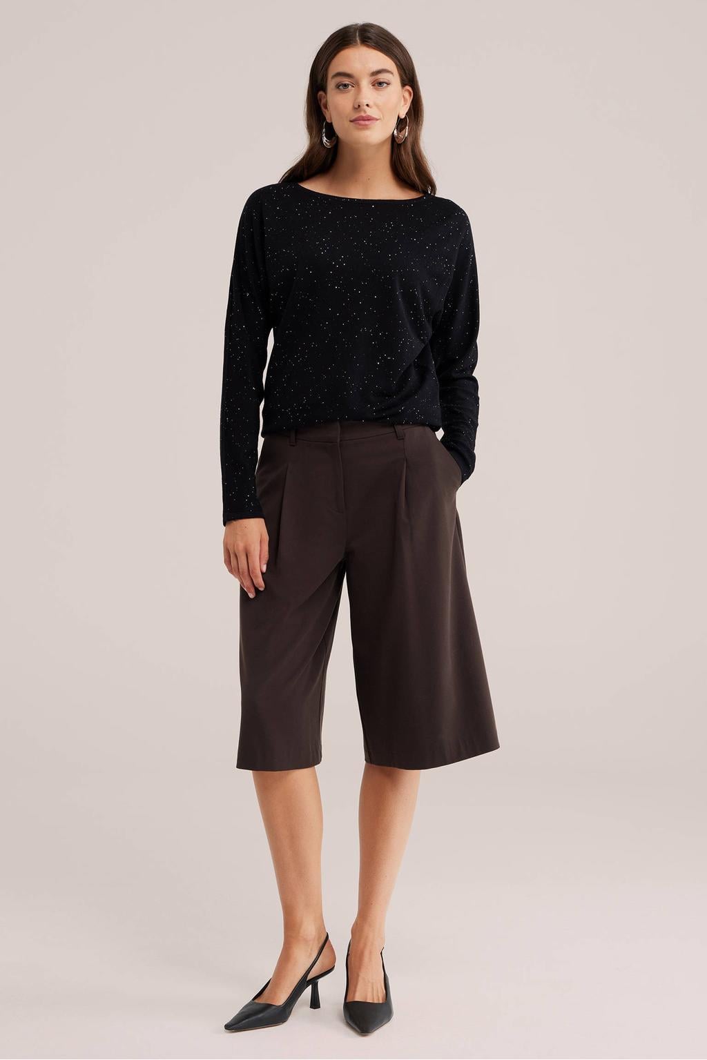 WE Fashion gebreide trui met pailletten - zwart