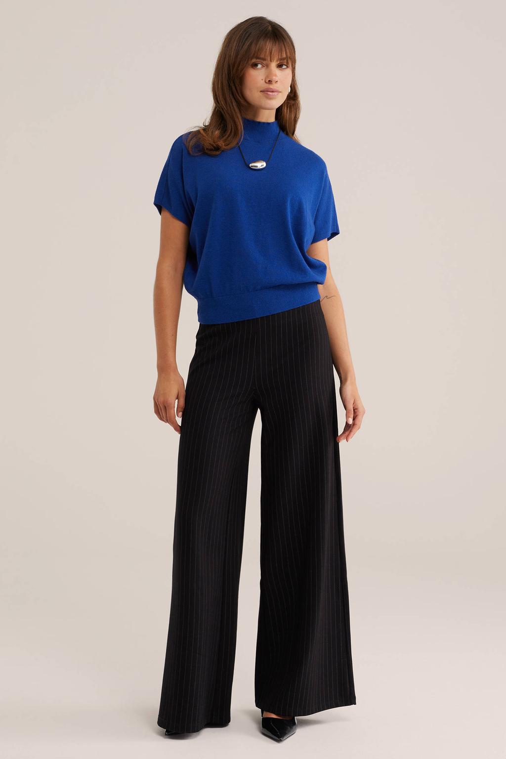 Zwarte dames WE Fashion wide leg gestreepte broek van viscose