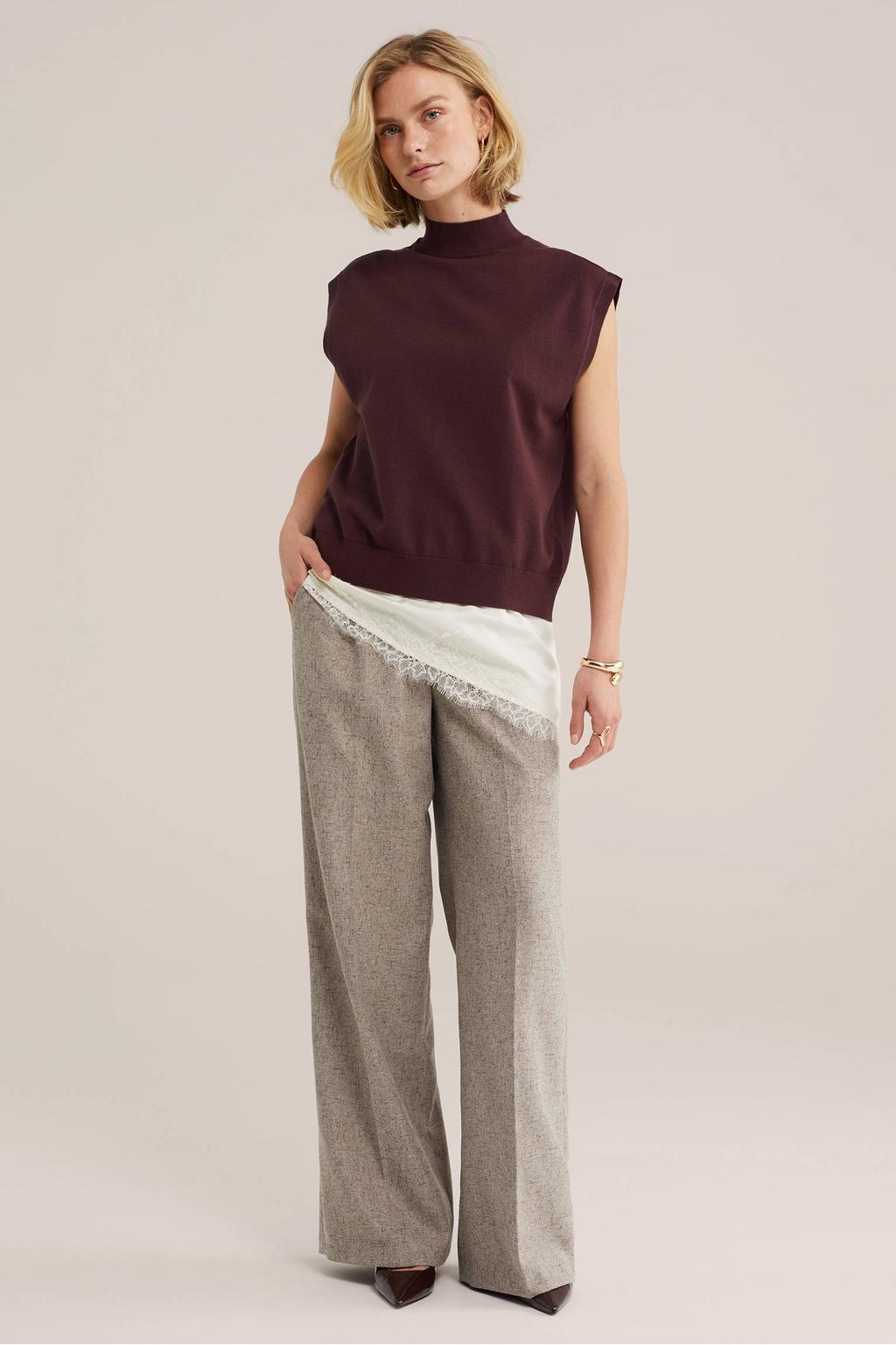 Donkerrode dames WE Fashion top van viscose met effen