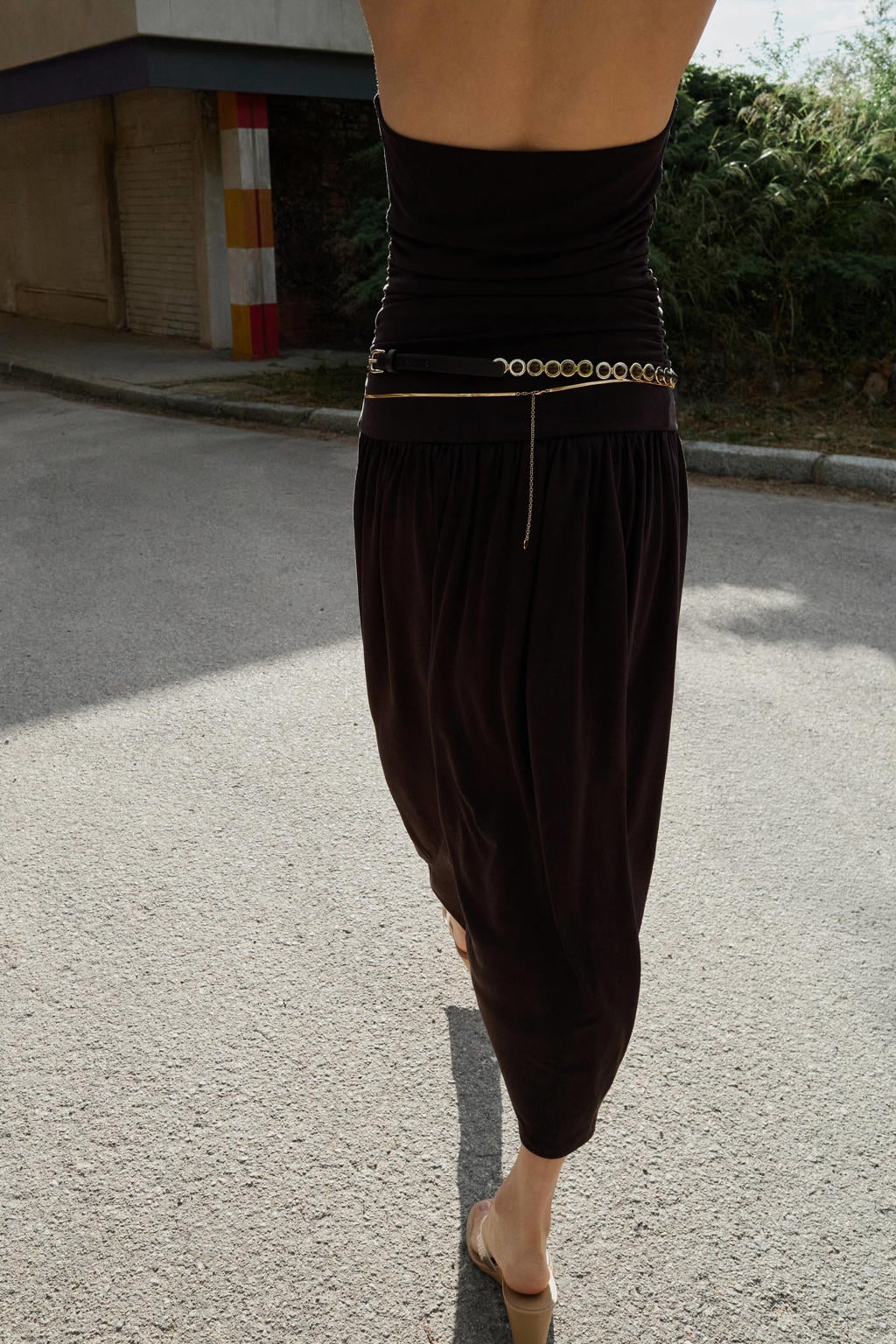 Mango viscose halterjurk - bruin