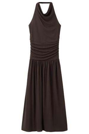 viscose halterjurk - bruin