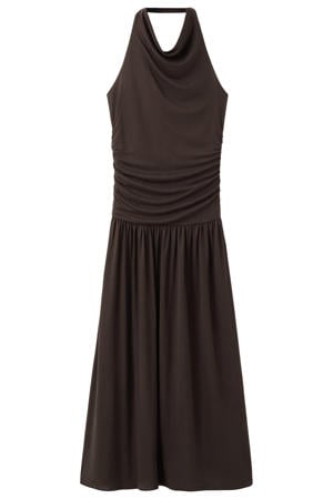 viscose halterjurk - bruin