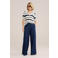 WE Fashion gebreide gestreepte polo - blauw