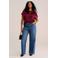 WE Fashion Curve Top met satijnen look - donkerrood