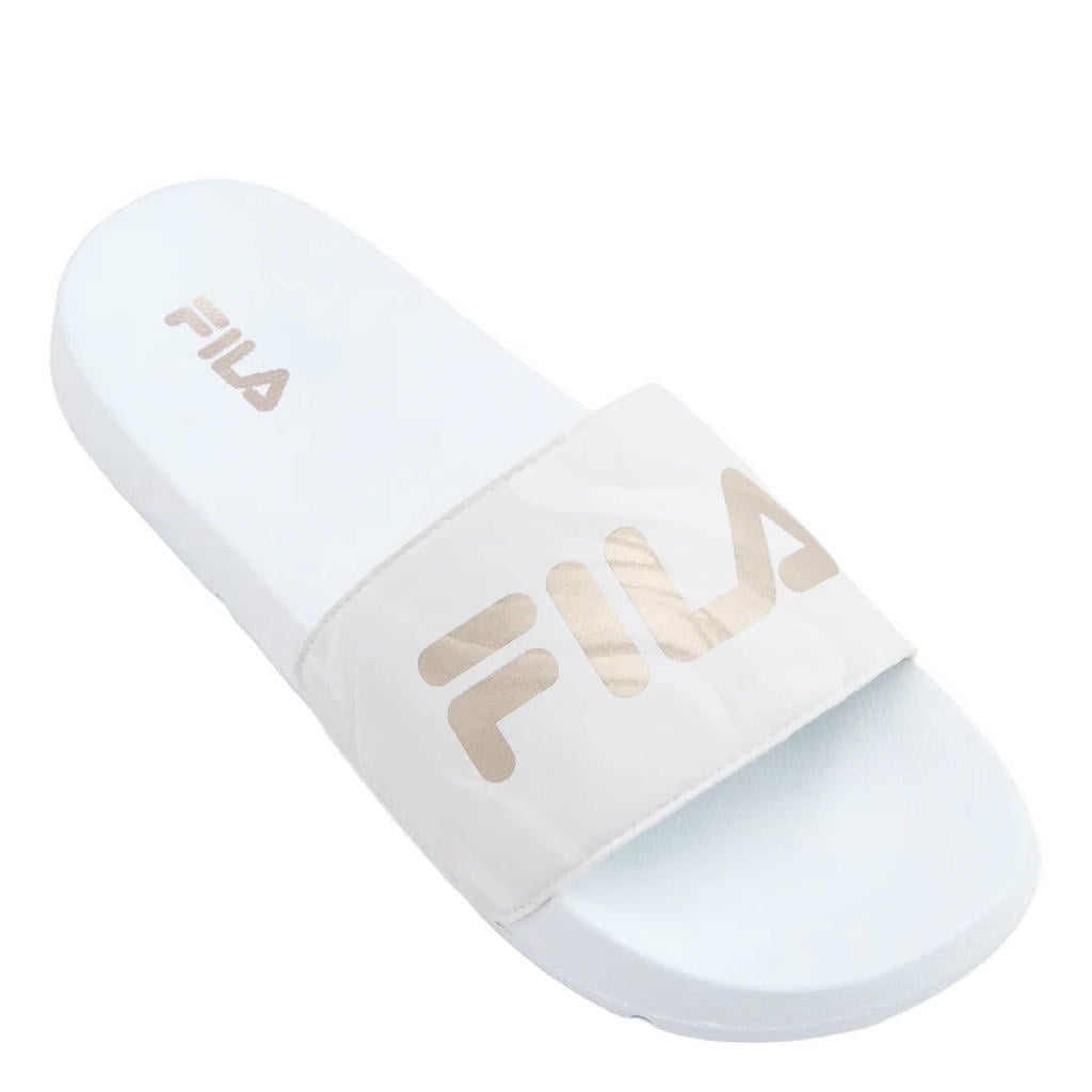 Wit en gouden dames Fila badslippers - kleurig van rubber/textiel/imitatie leer