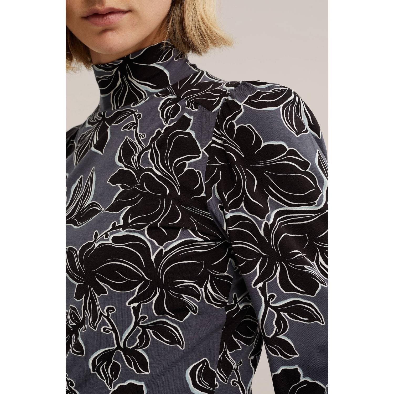 WE Fashion top met print grijs zwart