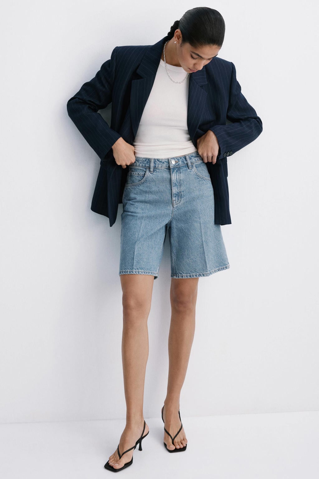 Mango straight leg denim short - mediumblauw denim