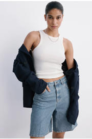 thumbnail: Mango straight leg denim short - mediumblauw denim