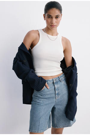 straight leg denim short - mediumblauw denim