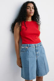 thumbnail: Mango straight leg denim short - mediumblauw denim